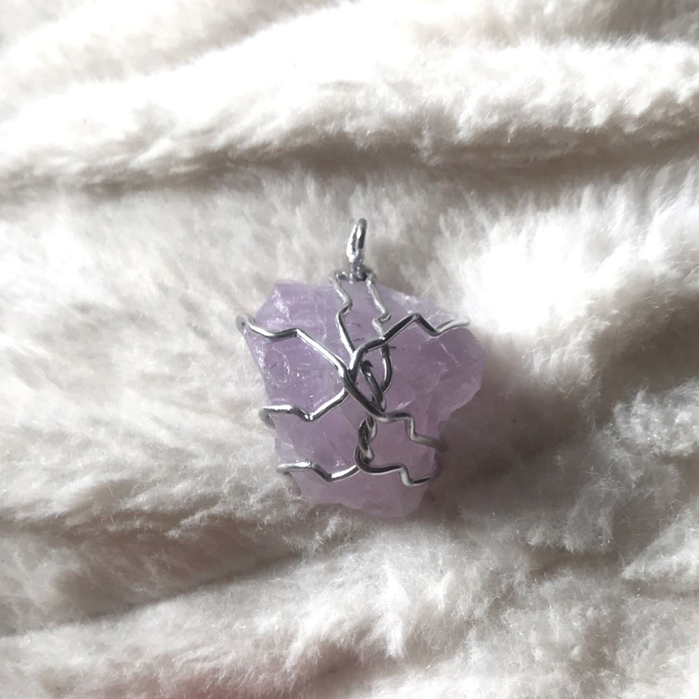 Hand wrapped* real amethyst wire wrap pendant